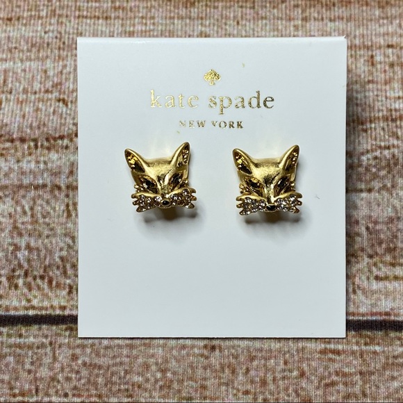 Kate Spade So Foxy Nwt Gold Fox Stud 